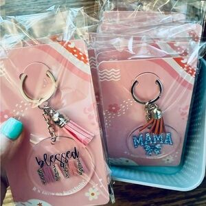 Pink and Silver Keychain Set
